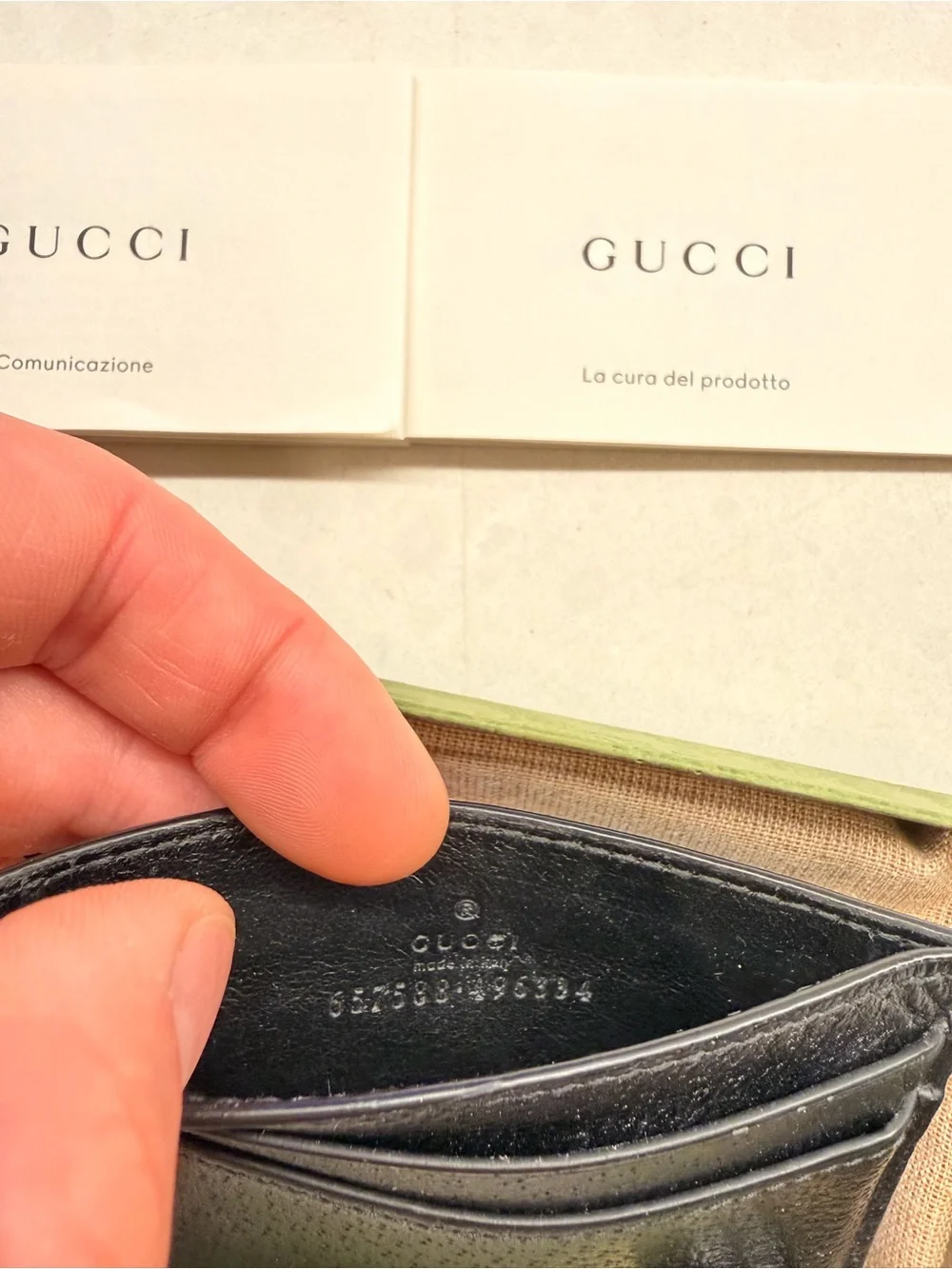 Gucci Black Leather Card Holder with Original Box & Dust Bag